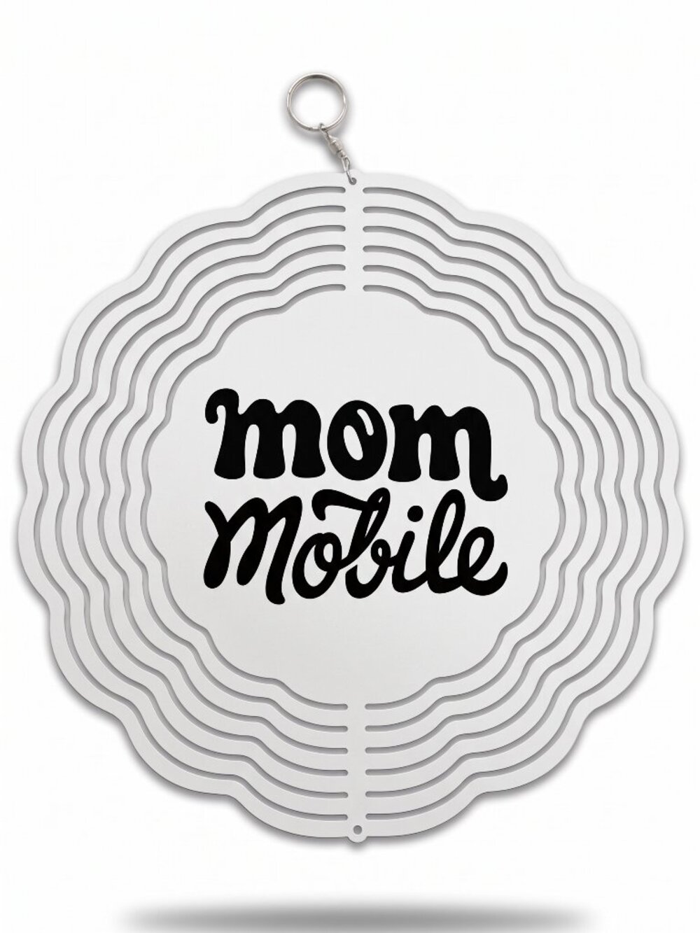 10" Mom Mobile Kinetic Wind Spinner - White Metal Hanging Garden Yard Decor